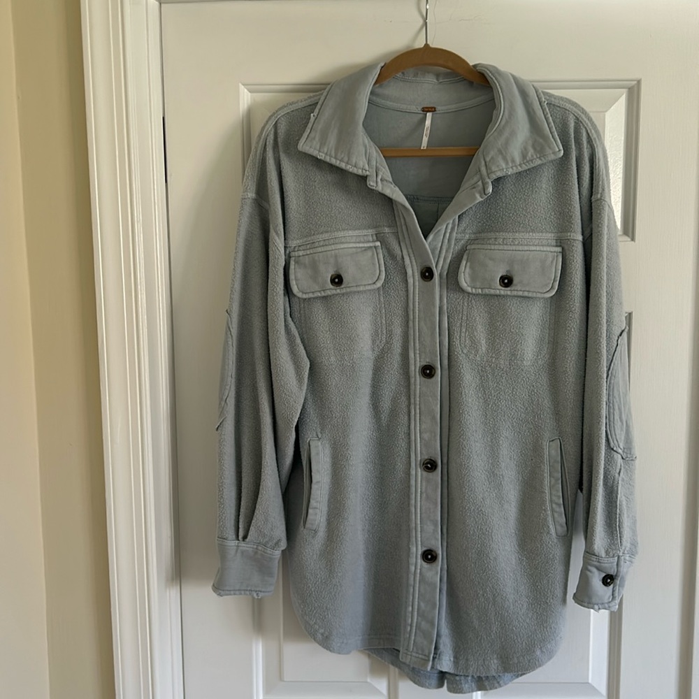 Free People Ruby Shacket in Blue Size Small
